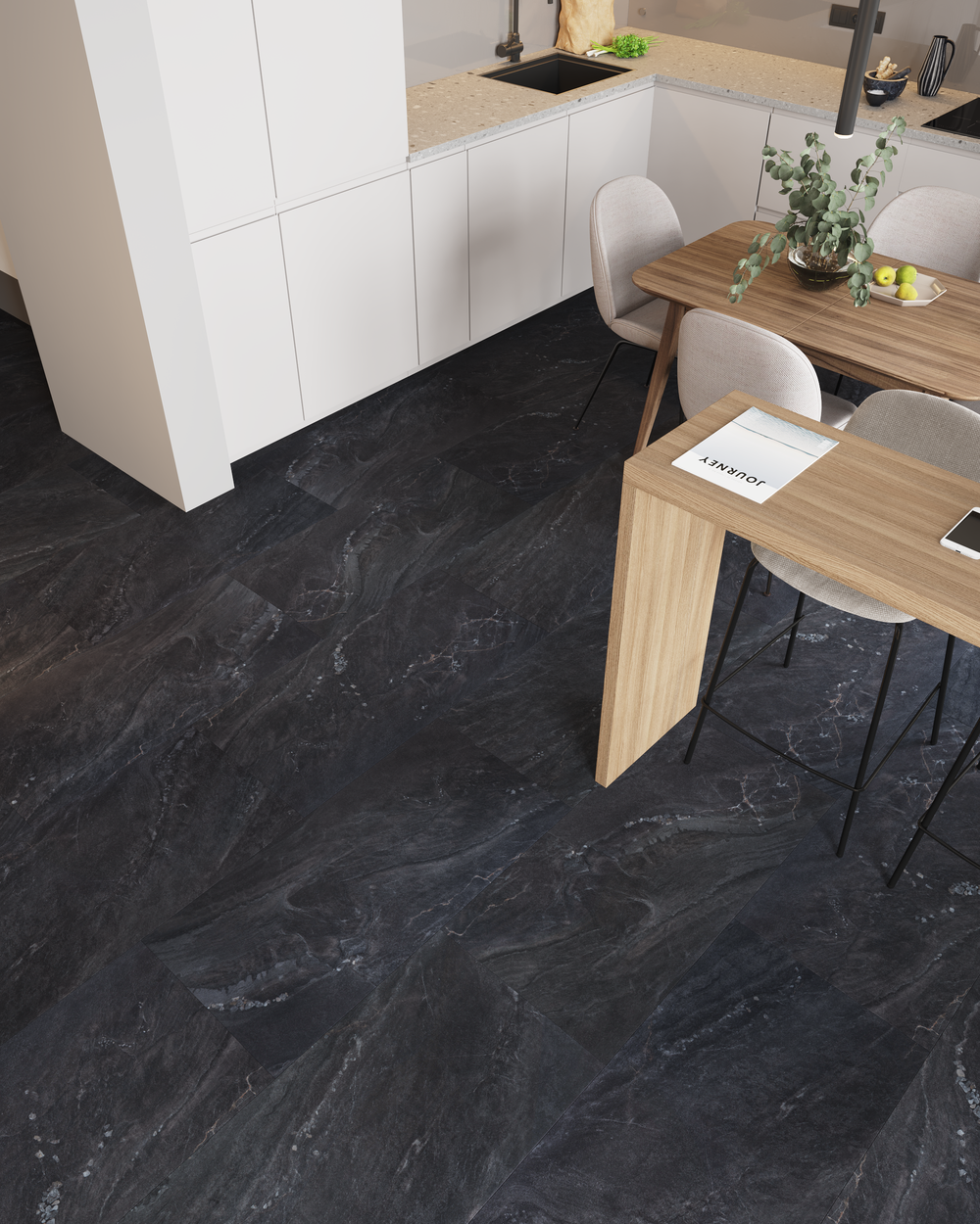 LVT-плитка VINILAM 91910 Неаполитанский Черный (4,513м2) клеевой