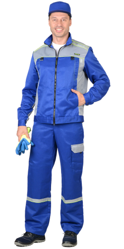 Костюм Nerss-ПРАКТИК куртка, п/к васильковый со св.серым