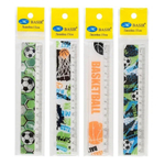 Линейка Basir пластиковая, серия "Спорт", с рисунком мячиков на корпусе, 15 см