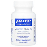 Pure Encapsulations, Витамины D3 и K2, 120 капсул