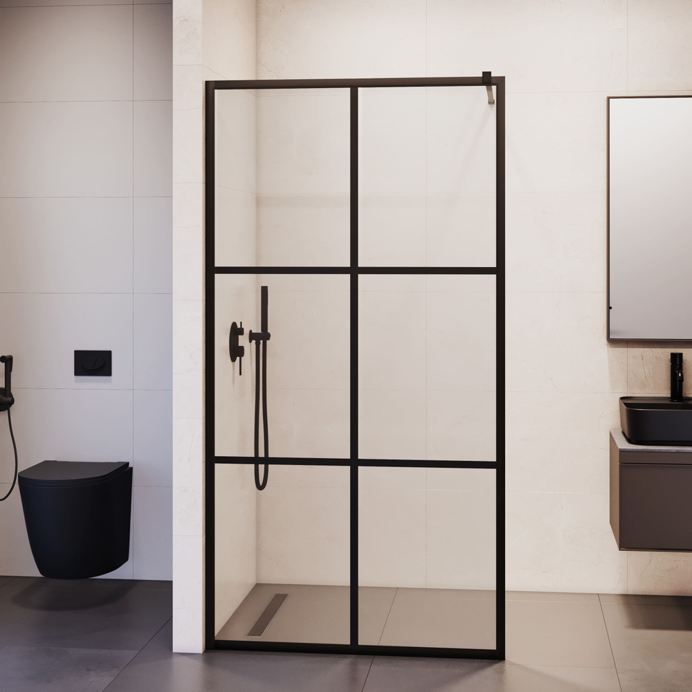 Душевая перегородка RGW WA-11B (Рисунок - черный принт (по периметру профиль), 1000)