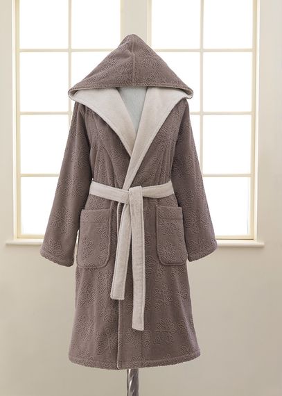 LEAF коричневый махровый женский халат Soft Cotton (Турция)