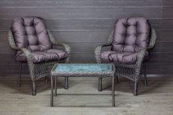 Садовый комплект из искусственного ротанга Мэдисон НЬЮ (Medison NEW) Balcony set с прямоугольным столиком с подушками на сиденье и спинку
