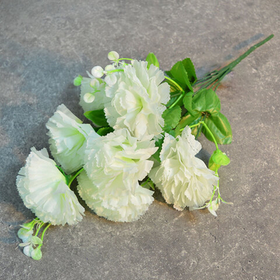 Цветы искусственные "Букет Гвоздик" 34см 7 цветков белые