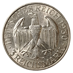 Монета Германии 3 рейхсмарки 1930 год "Веймар Цеппелин"