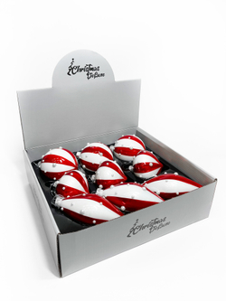 Набор елочных игрушек 8см 9шт ChristmasDeLuxe красно-белый с бусинами