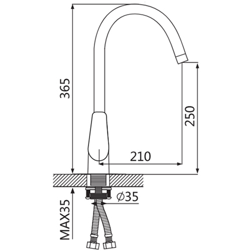 Смеситель для кухни Oute T28 T2813BK-2