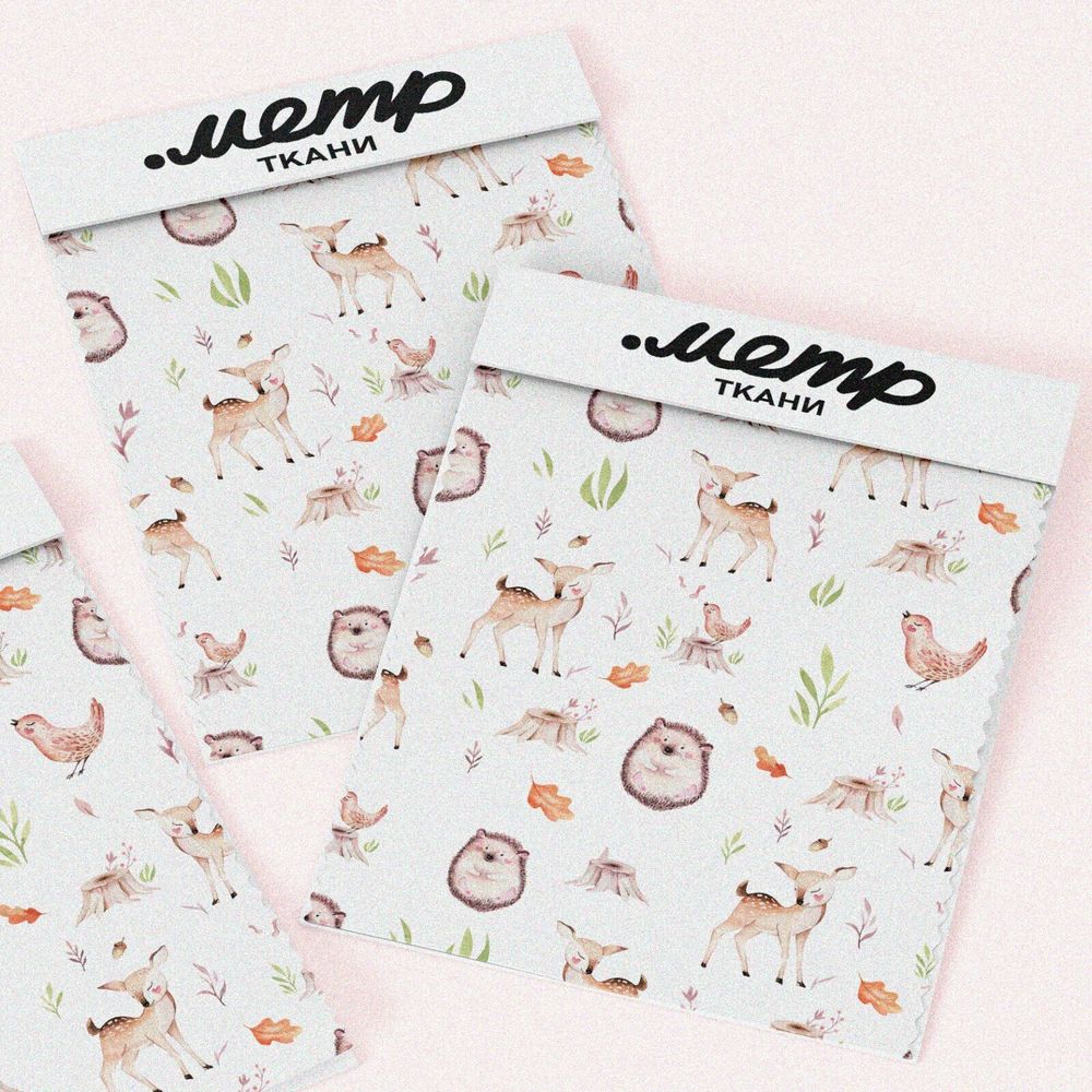 Ткань сатин ежики и оленята