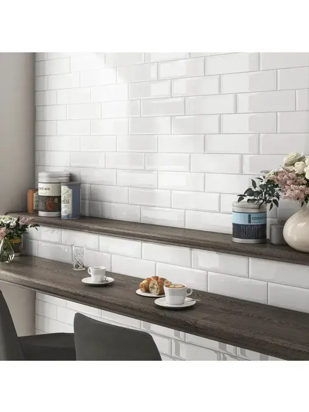 Плитка керамическая настенная Kerama Marazzi, Аккорд белый, 8.5x28.5см, 40шт. (0,97 м2) для ванной, для кухни