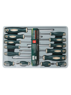 Набор отверток магнитных ''Profi''S2, 14пр.(PH:0x60,1x30,1x80 2x30,2х100,3х150мм, SL:3x75,3.5x100,4x100,5x30,6x30,5.5х125,6.5х150,8х175мм)в лотке RockForce##Rock FORCE RF-2142