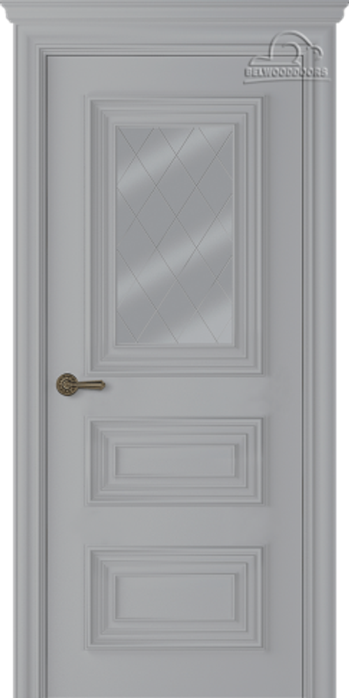 Дверь Палаццо 3/1 / Цвет Эмаль светло - серый / Мателюкс белый / Двери Belwooddoors