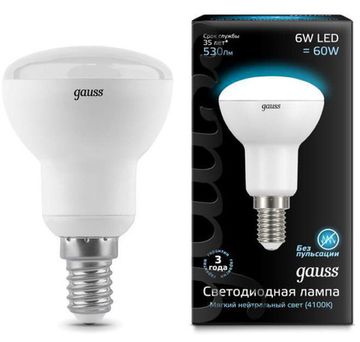Лампа Gauss LED R50 E14 6W 4100K 106001206