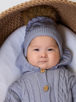 Вязаный конверт на выписку для новорожденного теплый