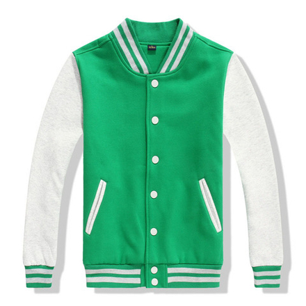 Куртка бомбер зеленый со светло-серыми рукавами