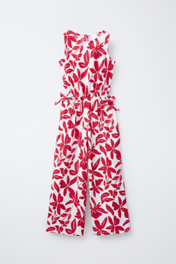 ZARA КОМБИНЕЗОН С РЕЛЬЕФНЫМ ВЫРЕЗОМ И БАНТАМИ, КРАСНЫЙ