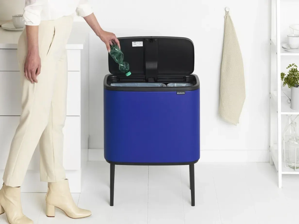 Brabantia Bo Touch 11+23 л контейнер для мусора mineral power синий