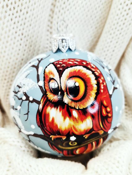 Елочный шар Лесная совушка 10 см., Коломеев (КУ-100-204152)