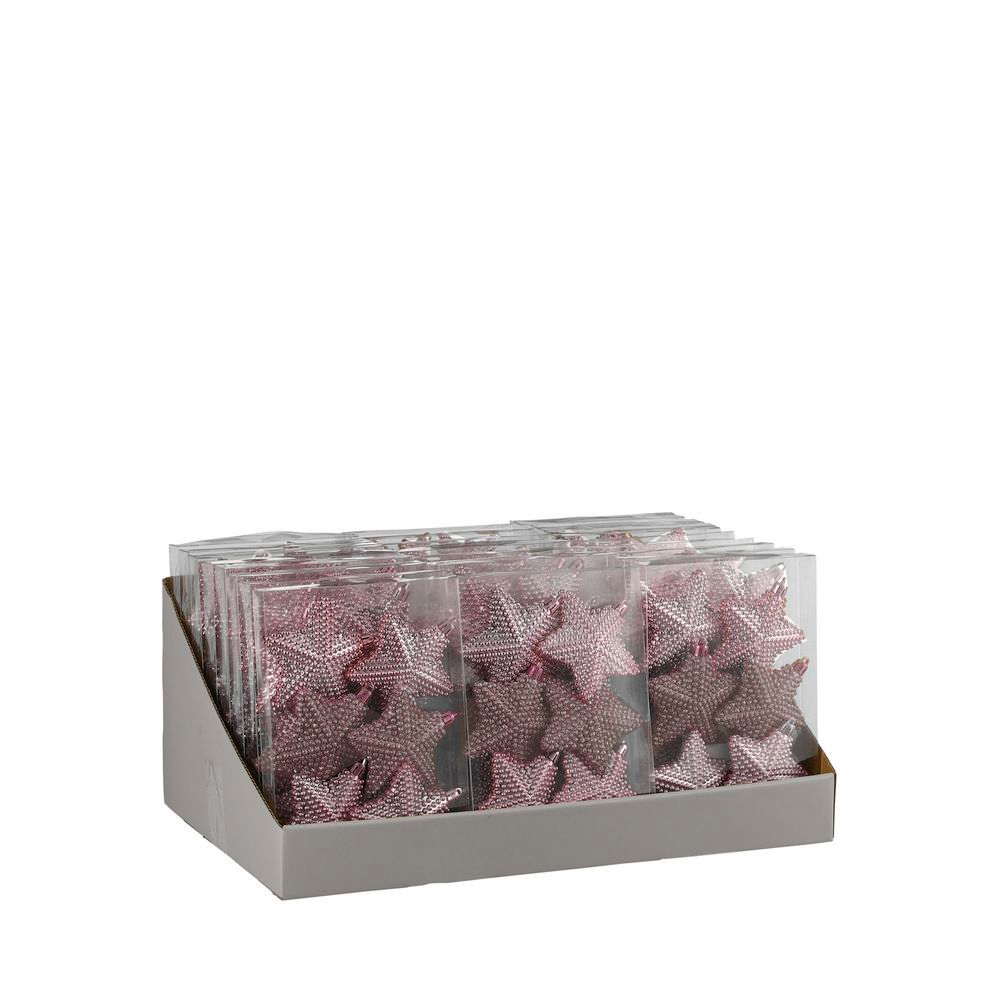 Набор елочных игрушек 6шт 8x0.5см House of Seasons Звезда розовый