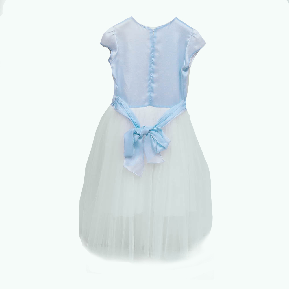 Платье (сетка) DAGA Светло-бирюзовый/Белый/Пояс: 5 пионов (Девочка)