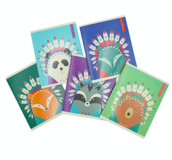 Тетради А5 48л. Скрепка. Клетка-Милые индейцы (звери)