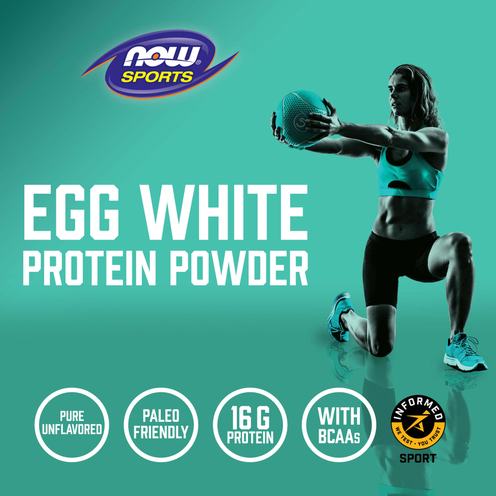 NOW Foods, Sports, протеиновый порошок из яичного белка с BCAA, без добавок, 2268 г (5 фунтов)