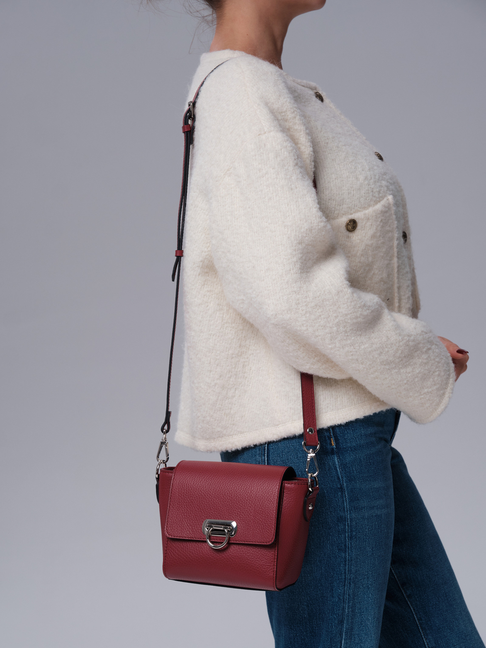 Сумка кожаная кросс-боди Azaro 3520 вишневый