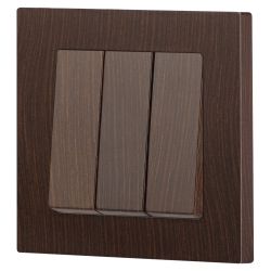 Выключатель Intro Accent 6-106-10 тройной, 10А-250В, IP20, СУ, AL/CU, венге | Intro