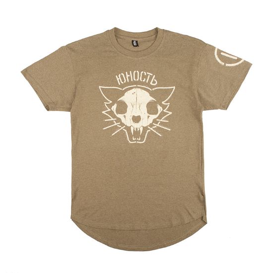 Футболка ЮНОСТЬ Череп кота Хаки