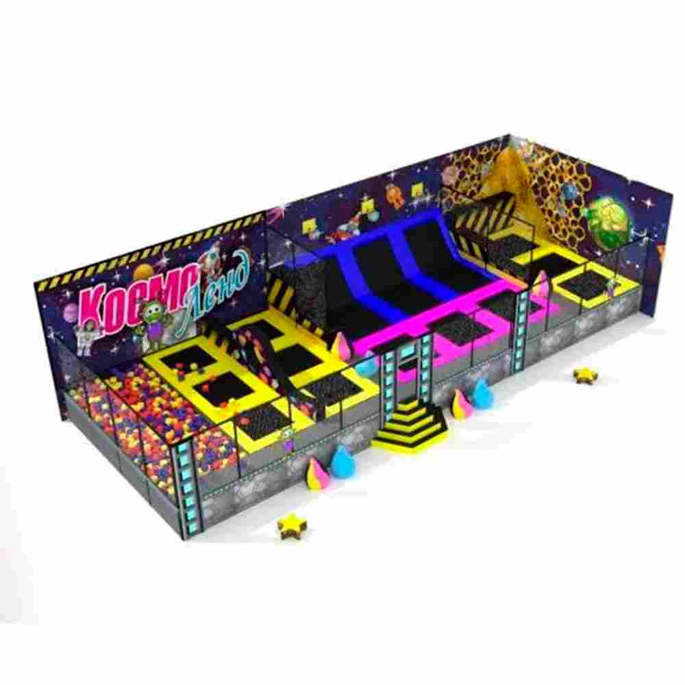 Батутная арена «КосмоЛенд» 22×8 м, 15 батутов, с поролоновой ямой