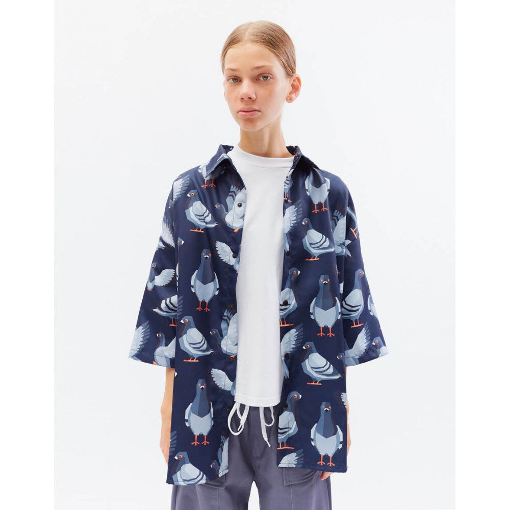 Рубашка БИЧ Голуби синяя