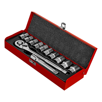 Набор торцевых головок, 1/2", головки 10 - 24 мм, с трещот. ключом, 12 предметов Matrix