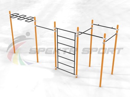 Комплекс с рукоходом-змейка, шведской стенкой и турниками Воркаут SP GTO-03_76mm