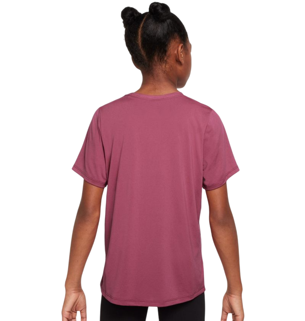 Футболка для девочки Nike Kids One Fitted Dri-Fit Short Sleeve - sweet beet/white