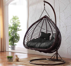 Подвесное кресло диван для двоих коричневое