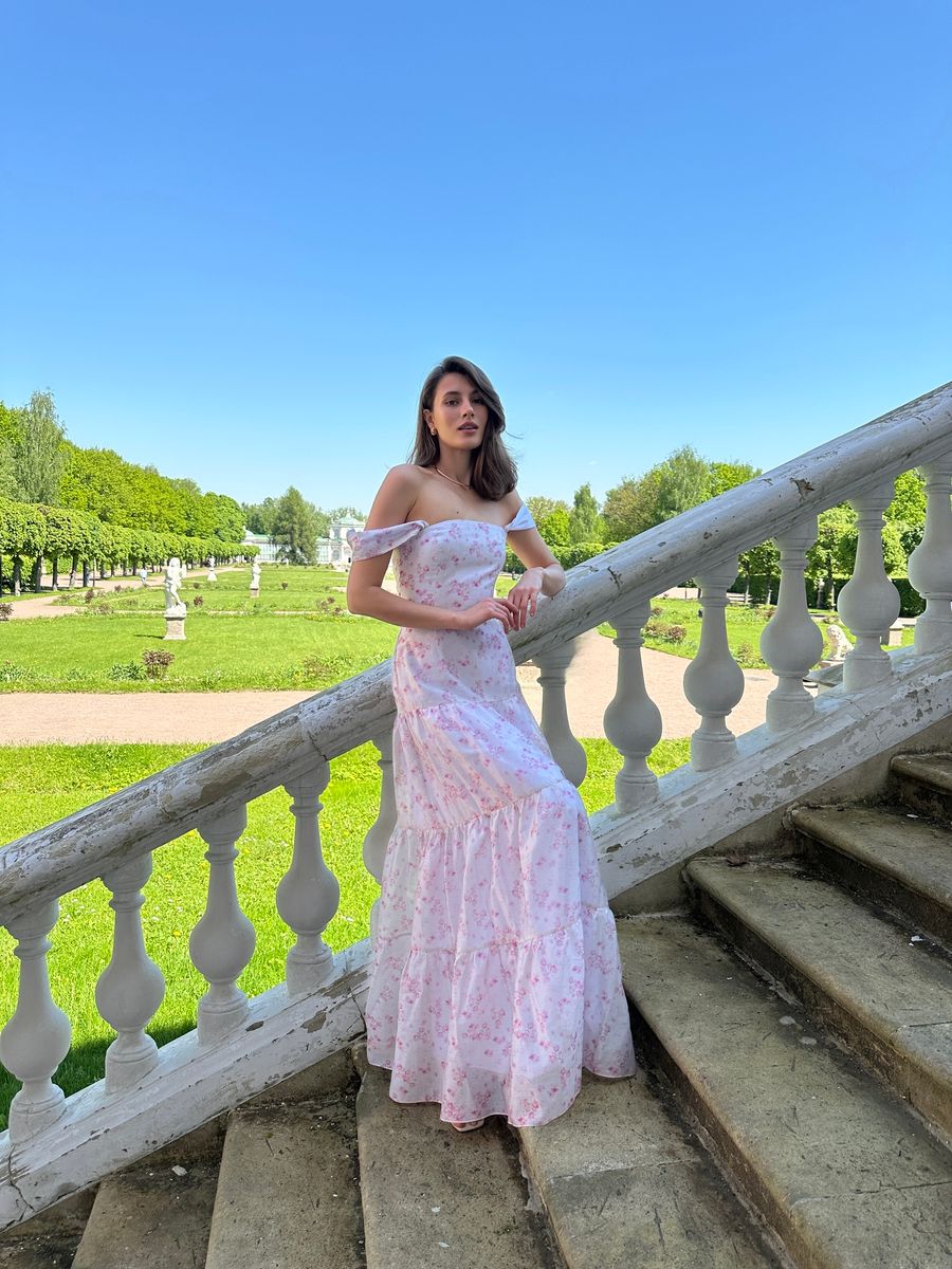 Юбка из тенселя макси с розами