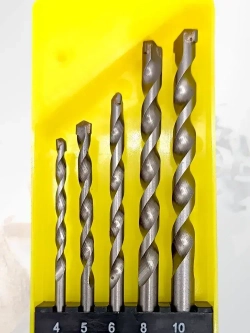 Набор сверл ударных по бетону и кирпичу, диаметр 4, 5, 6, 8, 10 мм, 5шт