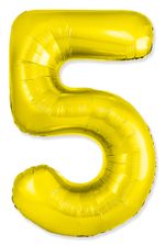 Шар (40''/102 см) Цифра, 5 Slim, Золото, 1 шт.