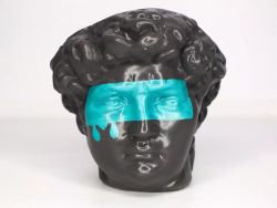 Кашпо - органайзер "Голова Давида, большая" (Серый, бирюзовый), 16 см 9535373