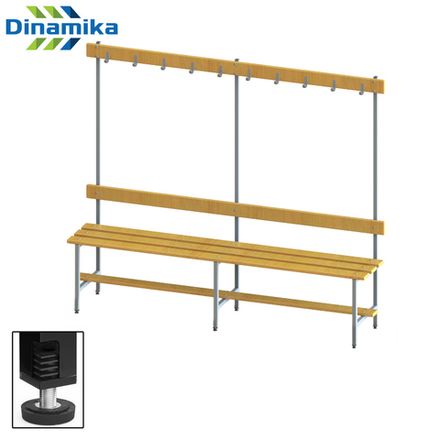 Скамейка для раздевалки с вешалкой 2000 мм сиденье из фанеры с РО