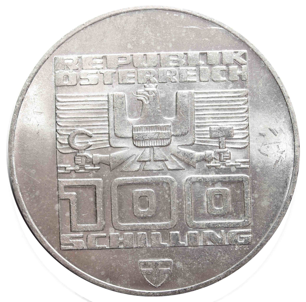 100 шиллингов. XII зимние Олимпийские игры в Инсбруке - Лыжник. Австрия. 1976 год. Серебро. AU