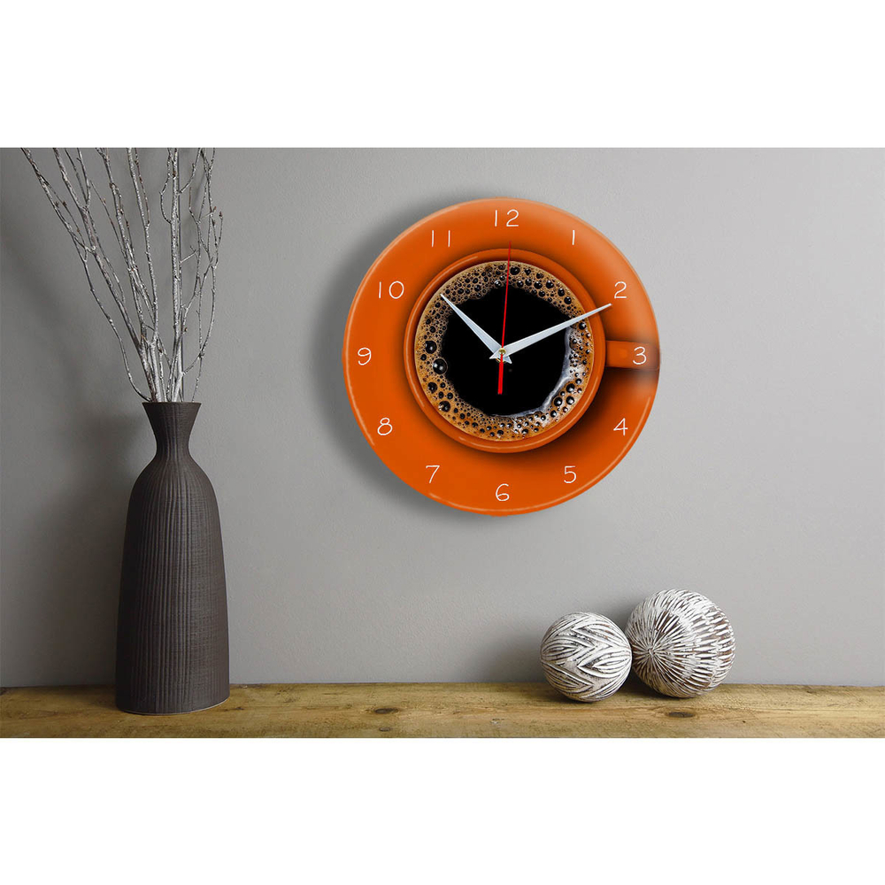 Часы кухонные настенные Идеал "Оранжевая чашка кофе", круг 28 см