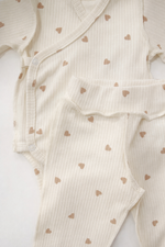 Боди дл.рукав и штанишки в рубчик, Сердечки