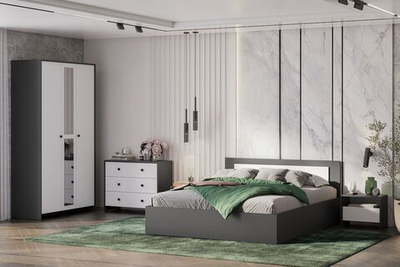 Дольче спальный гарнитур (графит/белый)