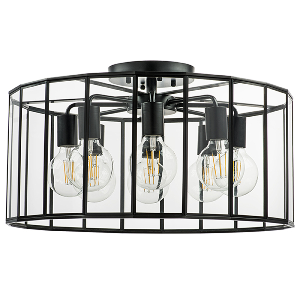 798287 Люстра GENNI 8х40W E27 ЧЕРНЫЙ МАТОВЫЙ/ПРОЗРАЧНЫЙ