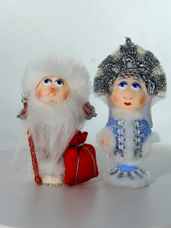 Кукла потешка Снегурочка. Игрушка фарфоровая ручной работы. Новогодний подарок