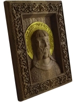 Икона Смесоипостасная Троица резная из массива дуба малая