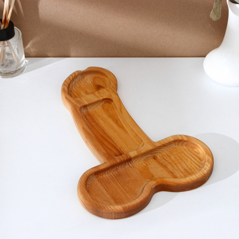 Деревянное блюдо для подачи в форме члена (32,5 х 20 х 1,7 см) (Цвет: коричневый)