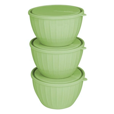 Набор салатников Sugar&Spice Vanilla с крышками (3х0,6л) фисташка