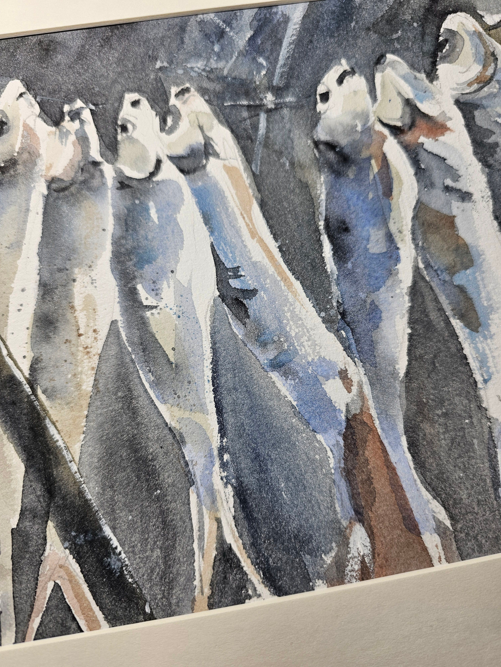 Картина авторская акварельная в паспарту 30х40 см на стену для интерьера "После рыбалки"