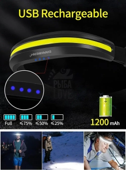Налобный аккумуляторный фонарь LX300 400Lm светодиодный светильник USB